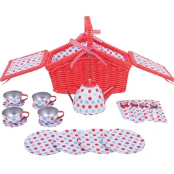 Basket Tea Set (Red & Blue)
