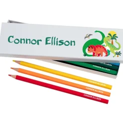 Box of 12 Named Colouring Pencils - Dinosaurs