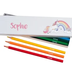 Box of 12 Named Colouring Pencils - Rainbow Unicorn