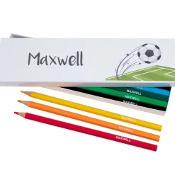 Box of 12 Named Colouring Pencils - Football