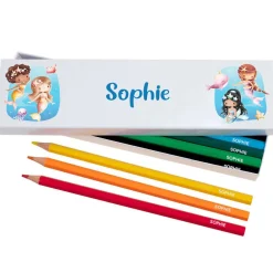 Box of 12 Named Colouring Pencils - Mermaids