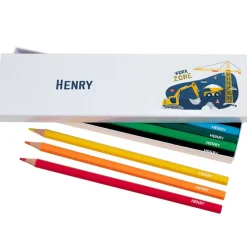 Box of 12 Named Colouring Pencils - Construction Site