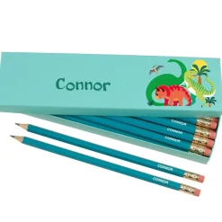 Box of 12 Named HB Pencils - Dinosaurs