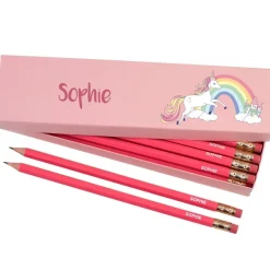 Box of 12 Named HB Pencils - Rainbow Unicorn