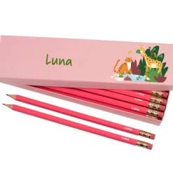 Box of 12 Named HB Pencils - Jungle Safari