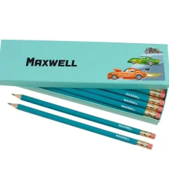Box of 12 Named HB Pencils - Crazy Cars