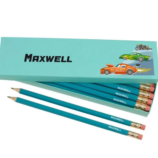 Box of 12 Named HB Pencils - Crazy Cars