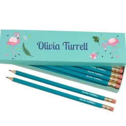 Box of 12 Named HB Pencils - Flamingos