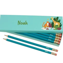 Box of 12 Named HB Pencils - Jungle Safari