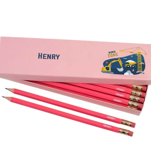 Box of 12 Named HB Pencils - Construction Site
