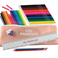 Embroidered Jumbo Pencil Case - Dusky Pink