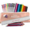 Named Jumbo Gel Pen & Pencil Case Set - Dusky Pink