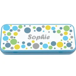 Named Pencil Tin - Blue Bubbles