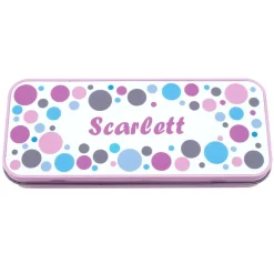 Named Pencil Tin - Pink Bubbles