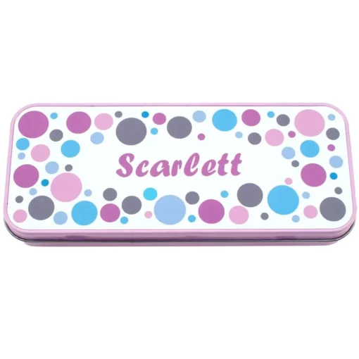 Named Pencil Tin - Pink Bubbles