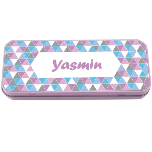 Named Pencil Tin - Pink Geo