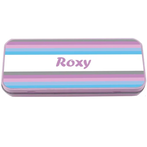Named Pencil Tin - Pink Stripes