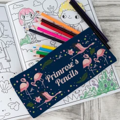Personalised Canvas Pencil Case - Flamingos
