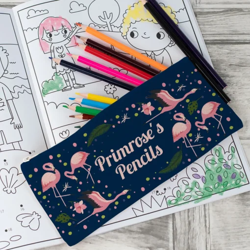 Personalised Canvas Pencil Case - Flamingos