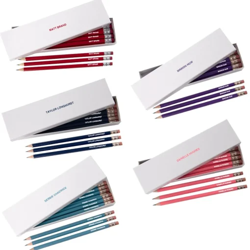 Personalised HB Pencils in White Box