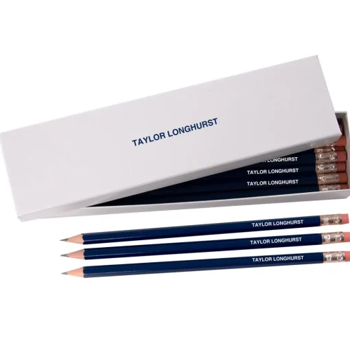 Personalised HB Pencils in White Box