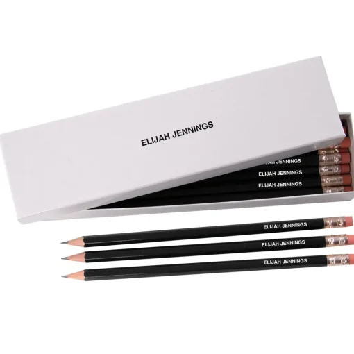 Personalised HB Pencils in White Box