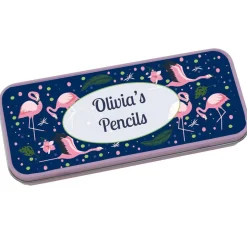 Personalised Pencil Tin - Flamingos
