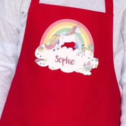 Rainbow Unicorn Personalised Apron - Age 7-10