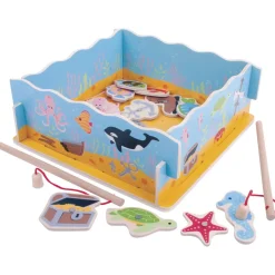 Wooden Fishing Game with Pond Base